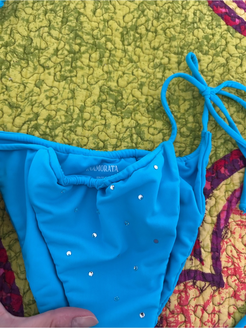 Inamorata Sky Blue Rhinestone Bikini Top